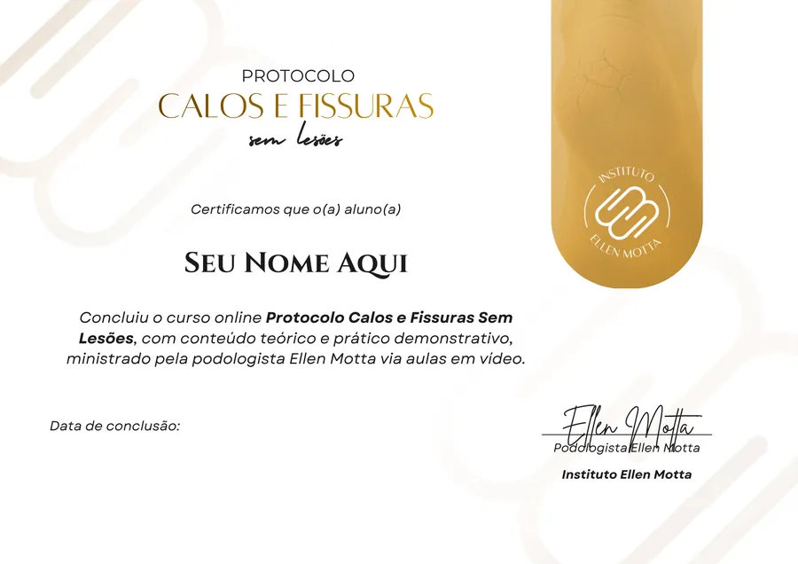 Certificado de conclusão do Protocolo Calos e Fissuras sem Lesões